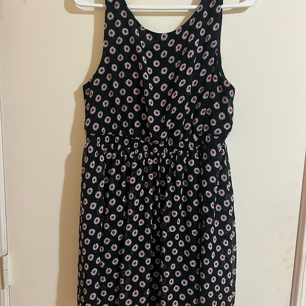 Elegant Black and Pink Floral Dress